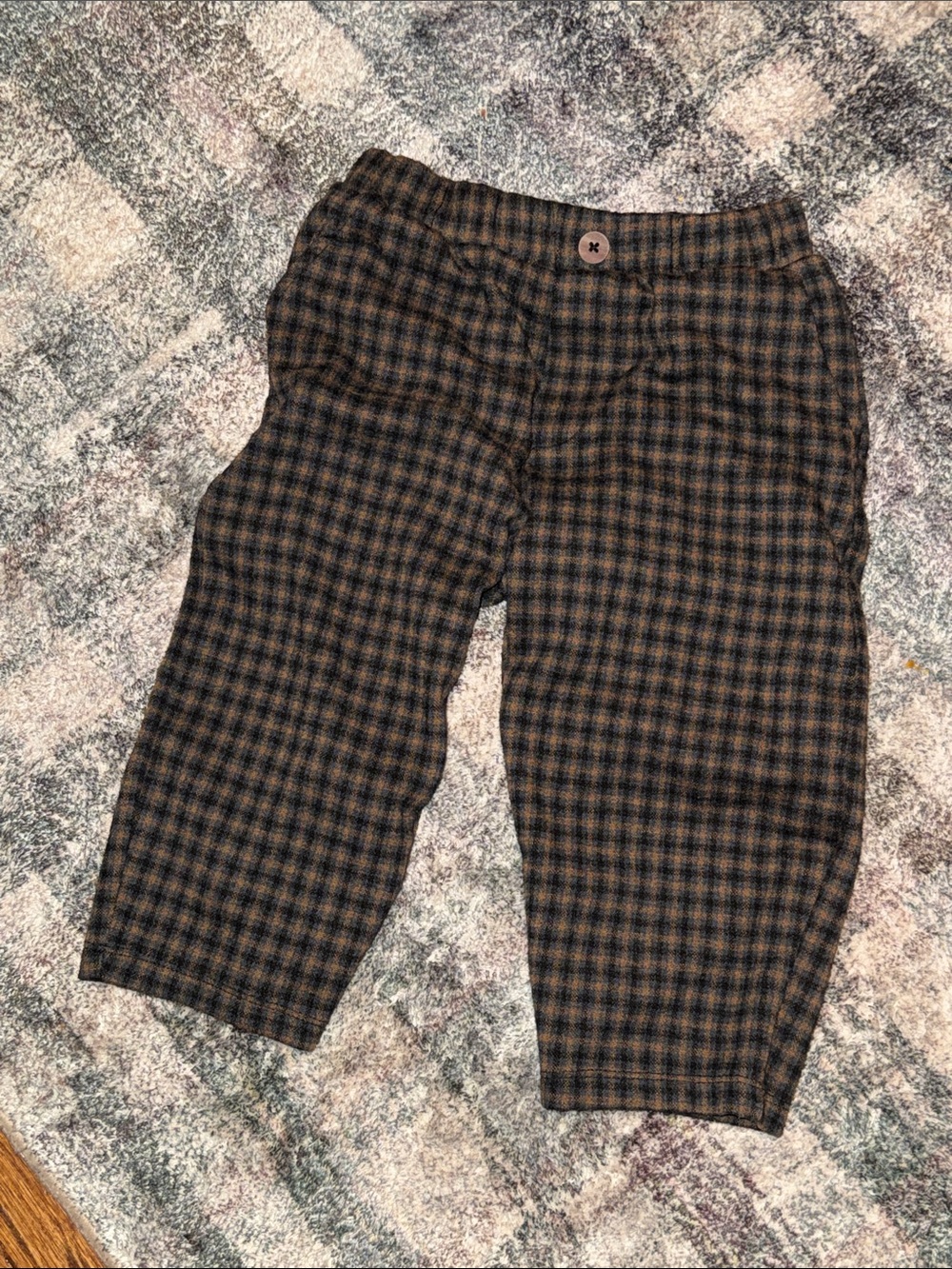 Zara Brown & Black Plaid Kids Formal Trousers